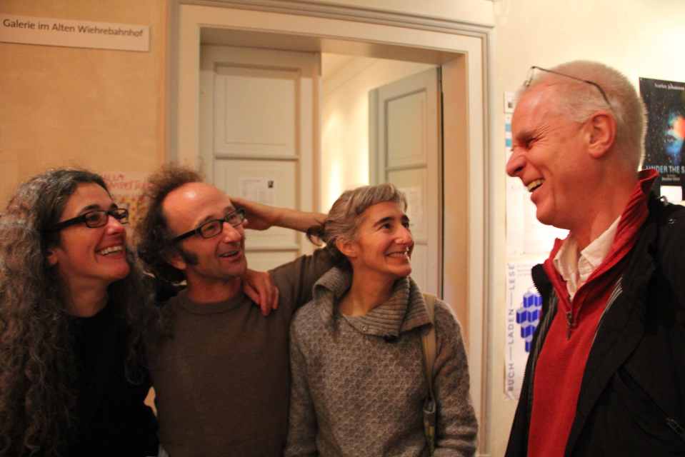 Discussions on the political possibilities of the documentary. From L to R. Barbara, Ecki, Dani and Thomas.